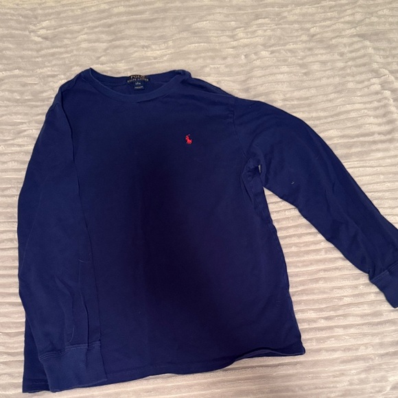 Ralph Lauren Navy Long Sleeve Tee with Red Logo - Picture 1 of 2